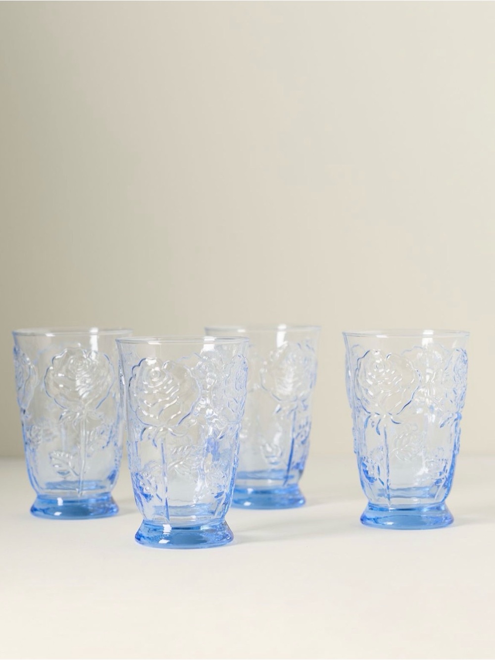 Anthropologie Rosette Juice Glasses, Set of 4, BLUE color